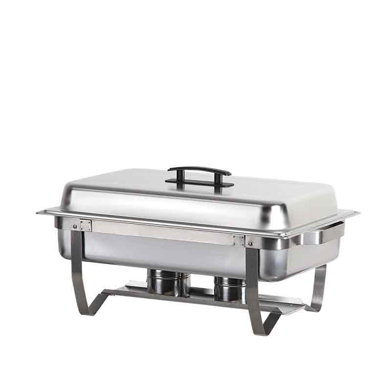 Samovar básico de 9 litros en acero inoxidable con soportes para mecheros, ideal para buffets y catering.