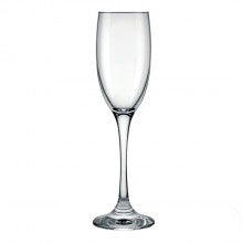 Copa de champaña Barone de 190 ml con diseño delgado y elegante, perfecta para celebraciones formales y brindis especiales.